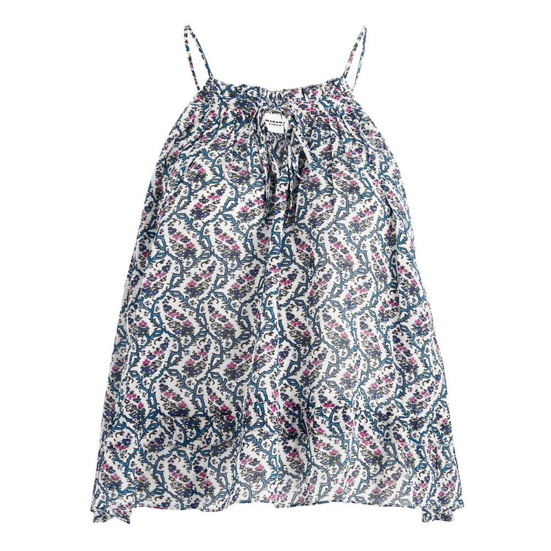 Isabel Marant Floral Halterneck Top White Cotton Sleeveless