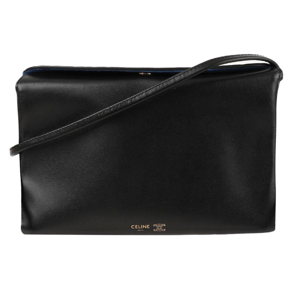 CELINE Trio Flap Pouch Black Leather 10P862O86 38NO