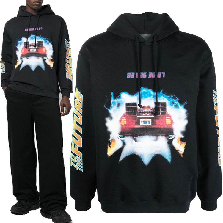 Vetements Back to the Future Graphic Print Hoodie Black
