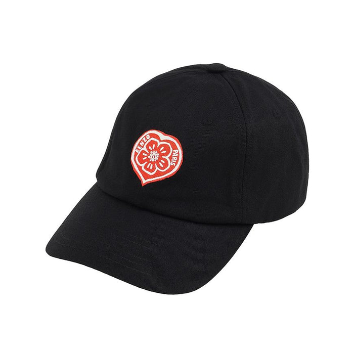 KENZO Boke Heart Embroidered Unisex Cotton Cap Black