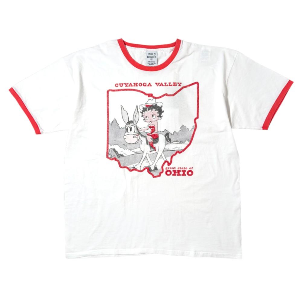 Wild Donkey White Red Graphic Short Sleeve T-Shirt Unisex Cotton