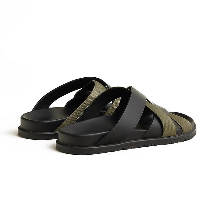 HERMES Men’s Casimir Slippers Khaki Calfskin