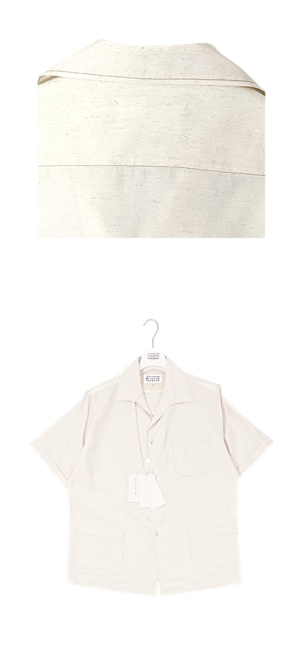 Maison Margiela Stitch Logo Rayon Twill Short Sleeve Shirt Black