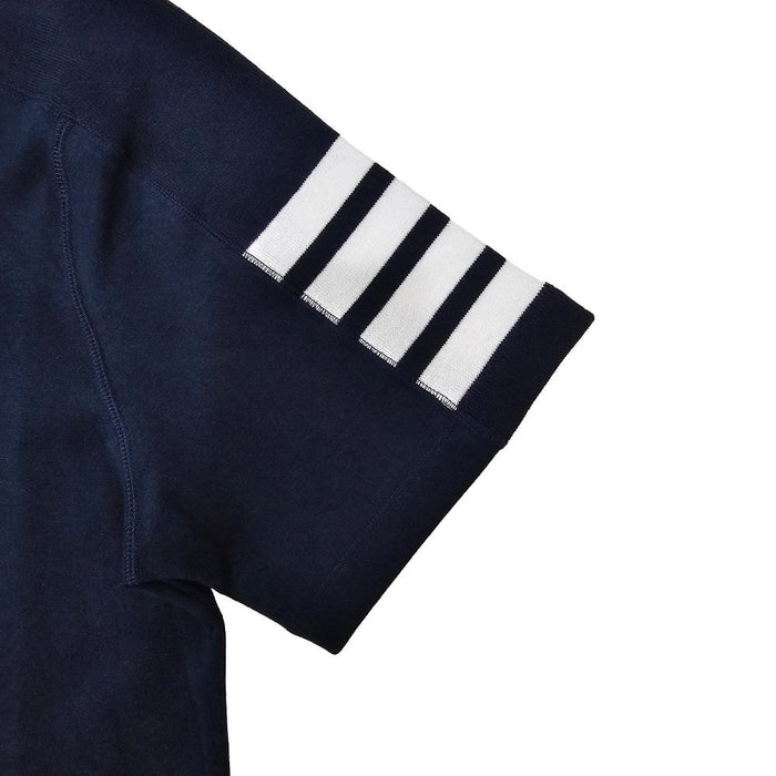 THOM BROWNE Diagonal Stripe Milano Cotton Polo Shirt Navy