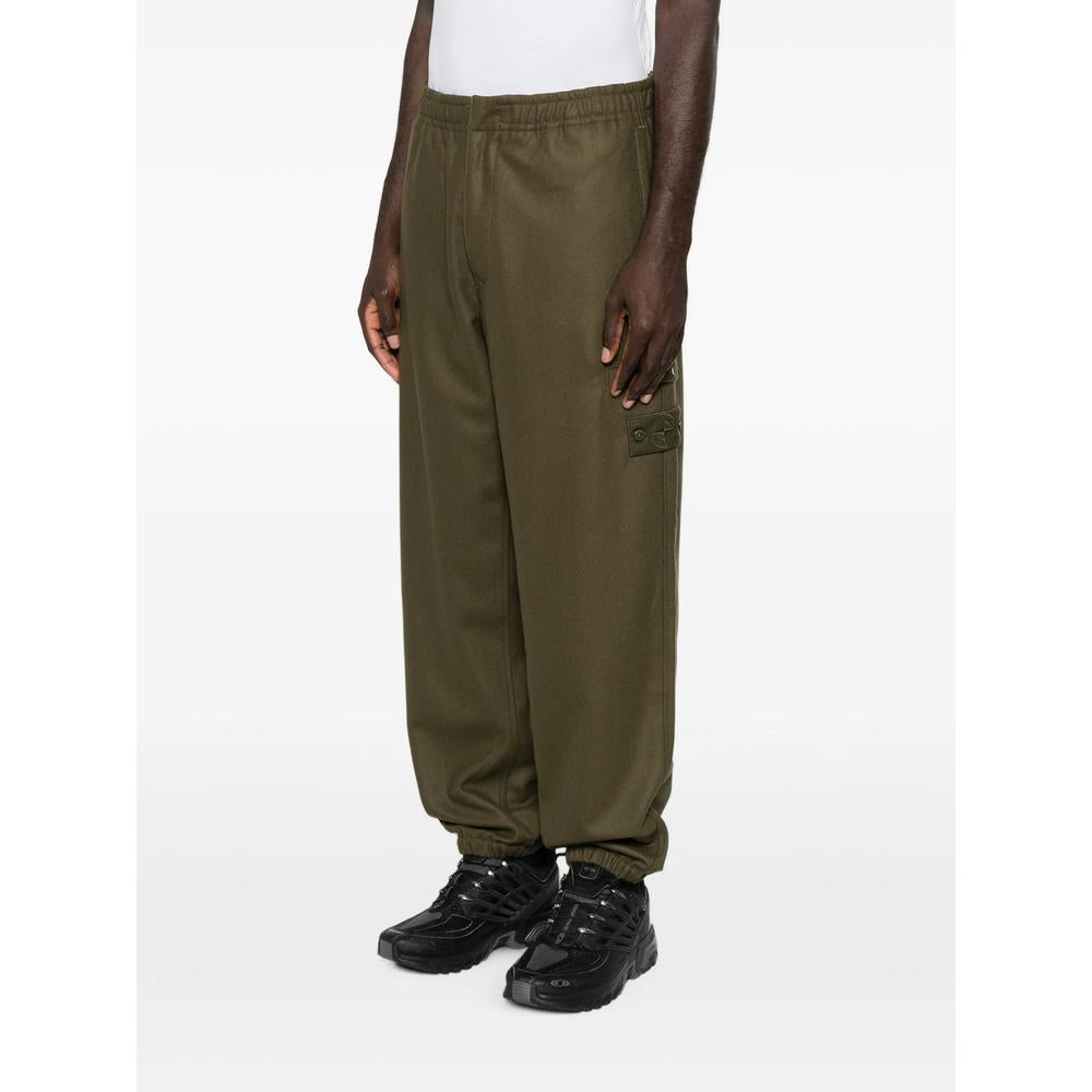 STONE ISLAND Cotton Fleece Sweatpants Joggers Navy Men's Pants