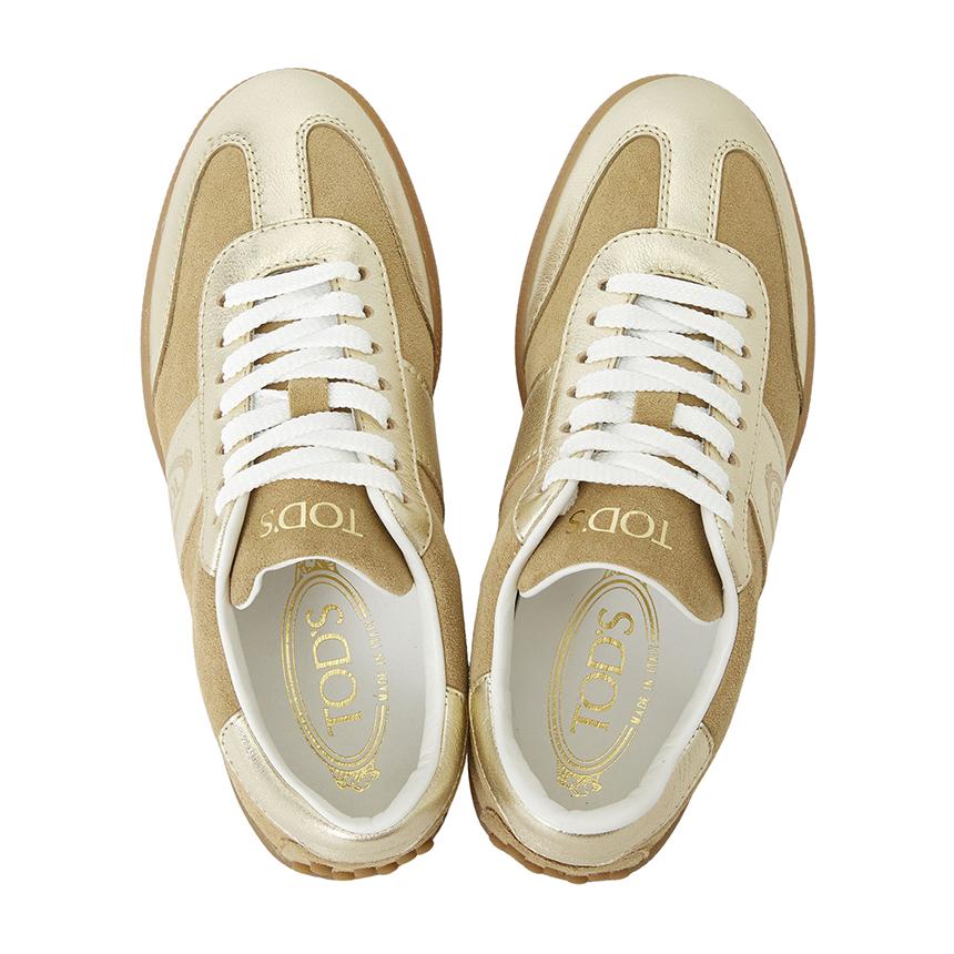 Tods Tabs Women’s Low-Top Leather Sneakers White Beige XXW68C0IJ20 U8WYY16
