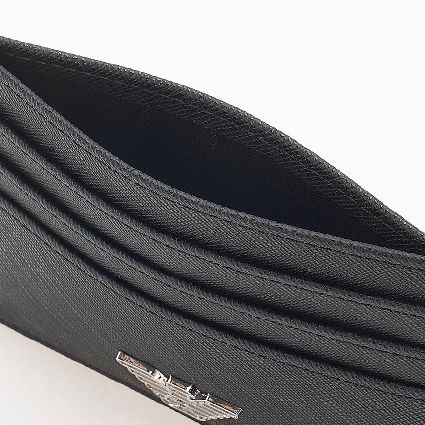 Emporio Armani Men’s Logo Leather Card Holder Wallet Navy
