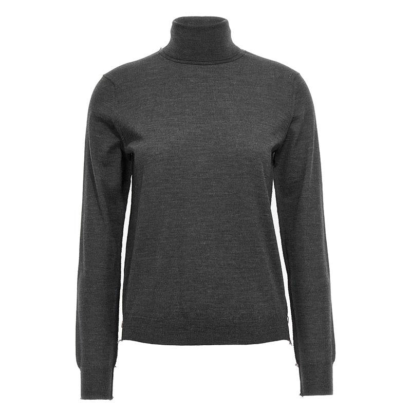 Maison Margiela Women’s Grey High Neck Knit Sweater with 4-Stitch
