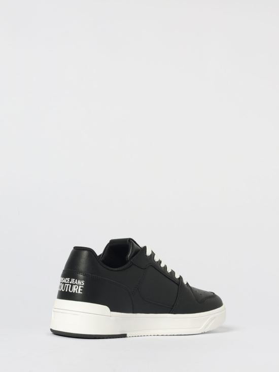 Versace Black Leather Low-Top Sneakers for Men