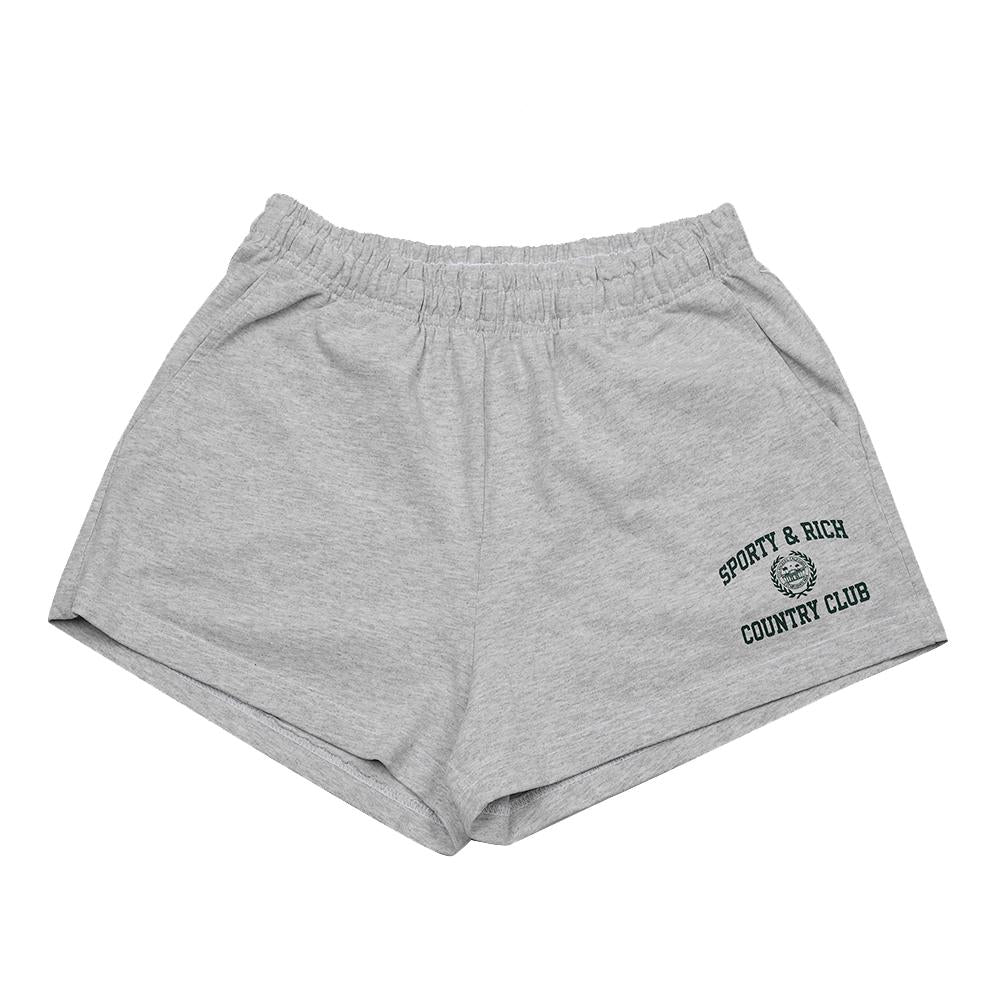 SPORTY&RICH Varsity Crest Disco Shorts Unisex SH037606218GY03