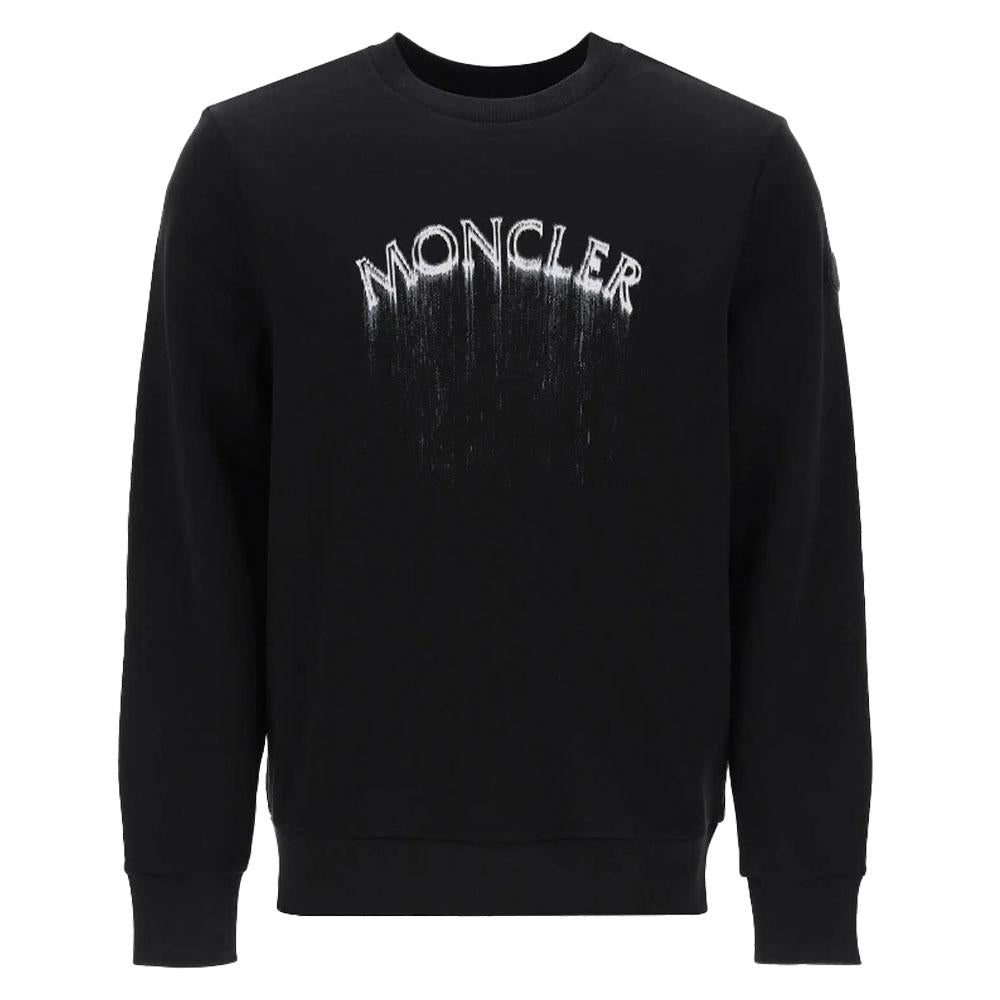 Moncler Men’s Logo Print Black Sweatshirt