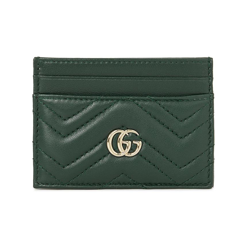 GUCCI GG Marmont Leather Card Holder Wallet Brown Women