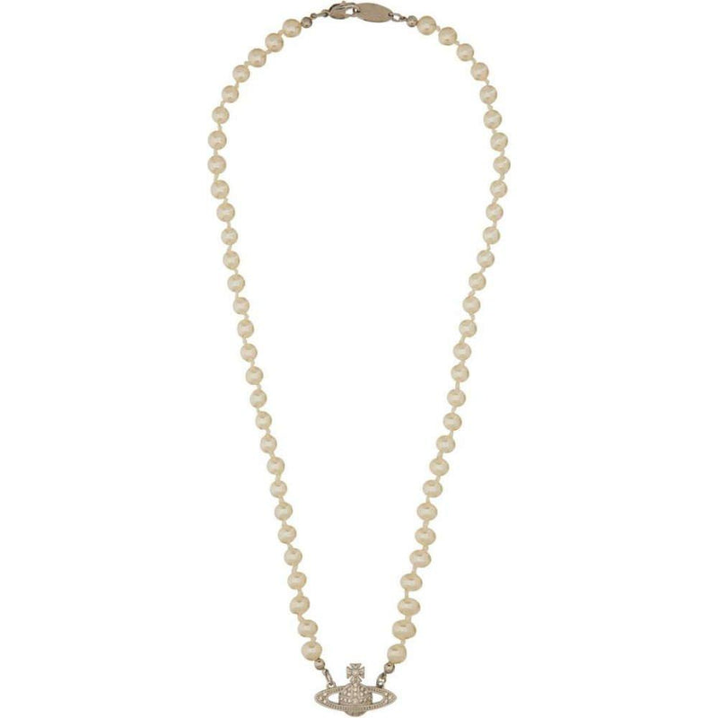 Vivienne Westwood Mini Pearl Bas Silver Necklace