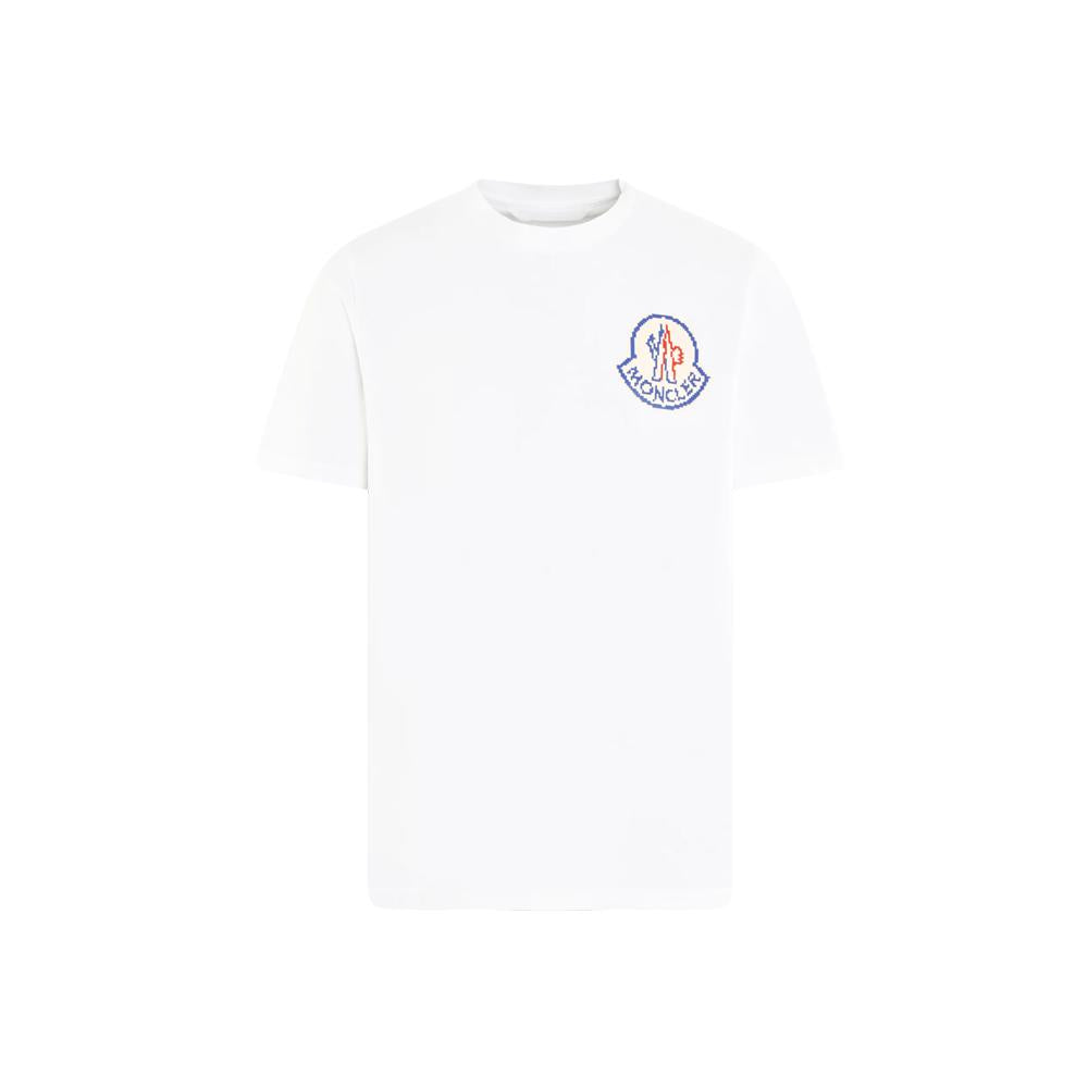 Moncler White Pixel Logo Cotton T-Shirt Men