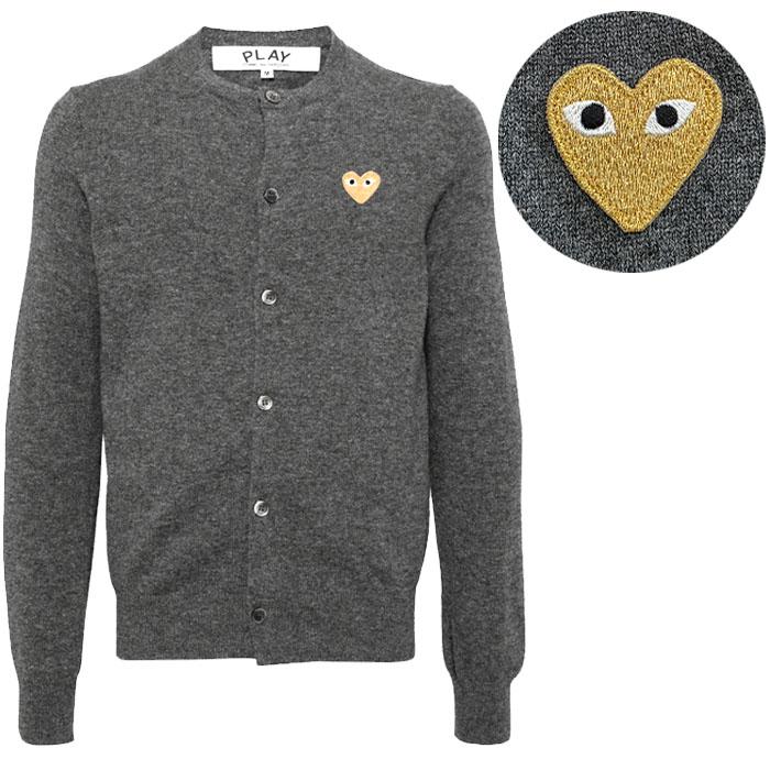 Comme des Garcons Grey Cardigan Gold Patch Knit Sweater for Women