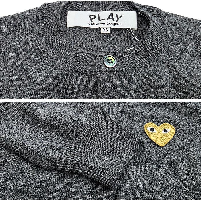 Comme des Garcons Grey Cardigan Gold Patch Knit Sweater for Women
