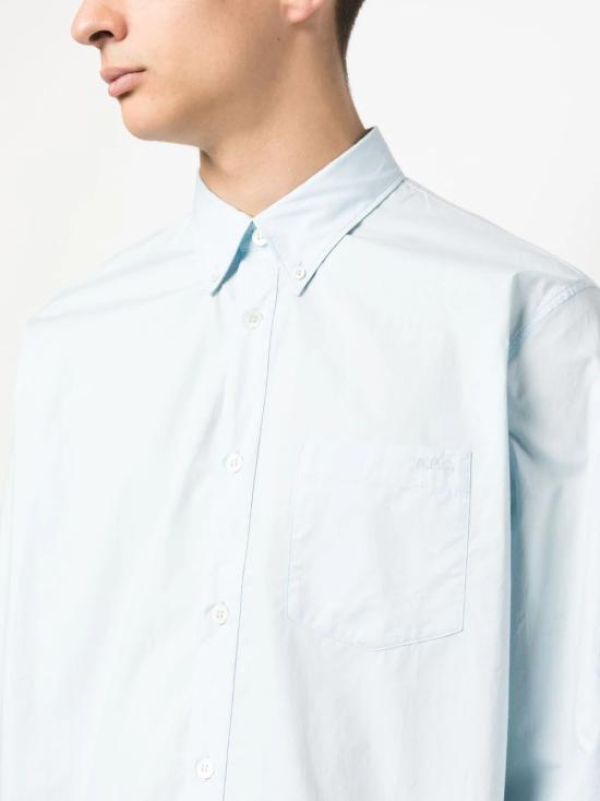 A.P.C. Men’s Long-Sleeve Shirt White Cotton Button-Up
