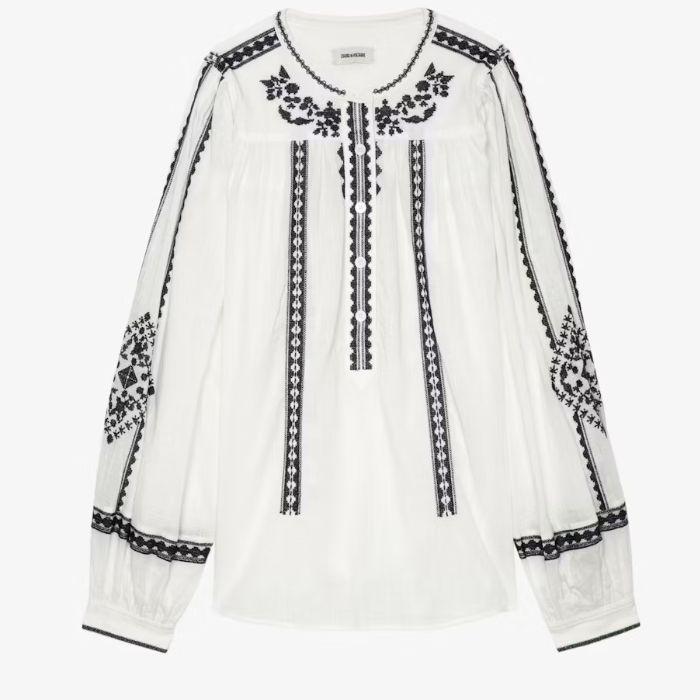 Zadig&Voltaire Oversized Cotton Shirt with KOZAK Embroidery White