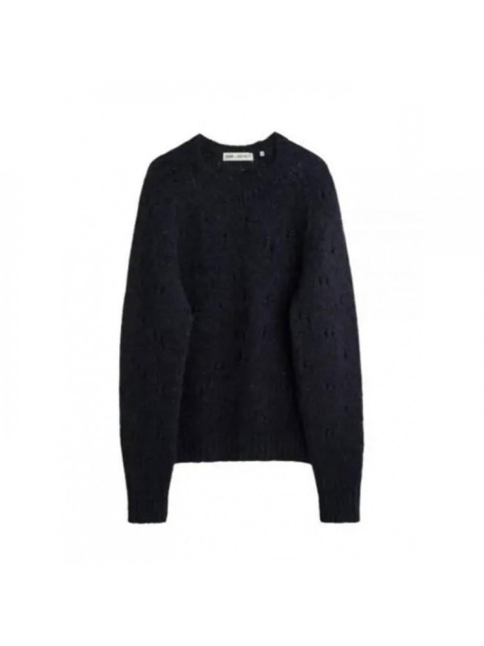 OUR LEGACY Navy Fuzzy Mohair Alpaca Raglan Crewneck Knit Sweater