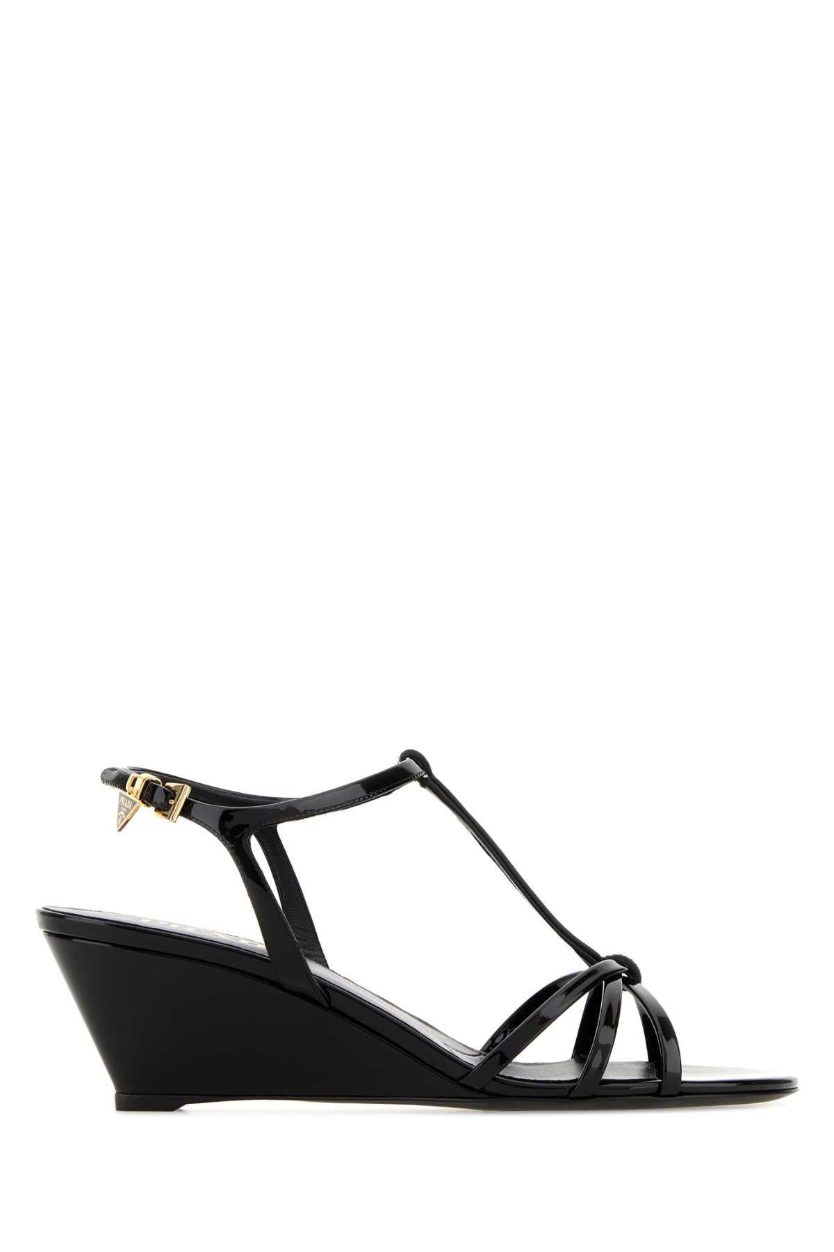 PRADA Black Leather Strappy Sandals