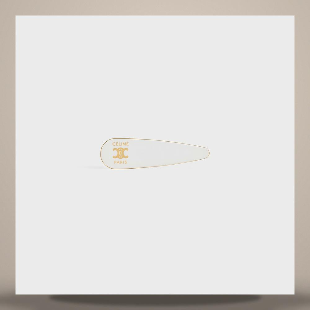 CELINE Large Snap Ivory Gold Acetate Steel Hair Clip 460PT6CST 01IG
