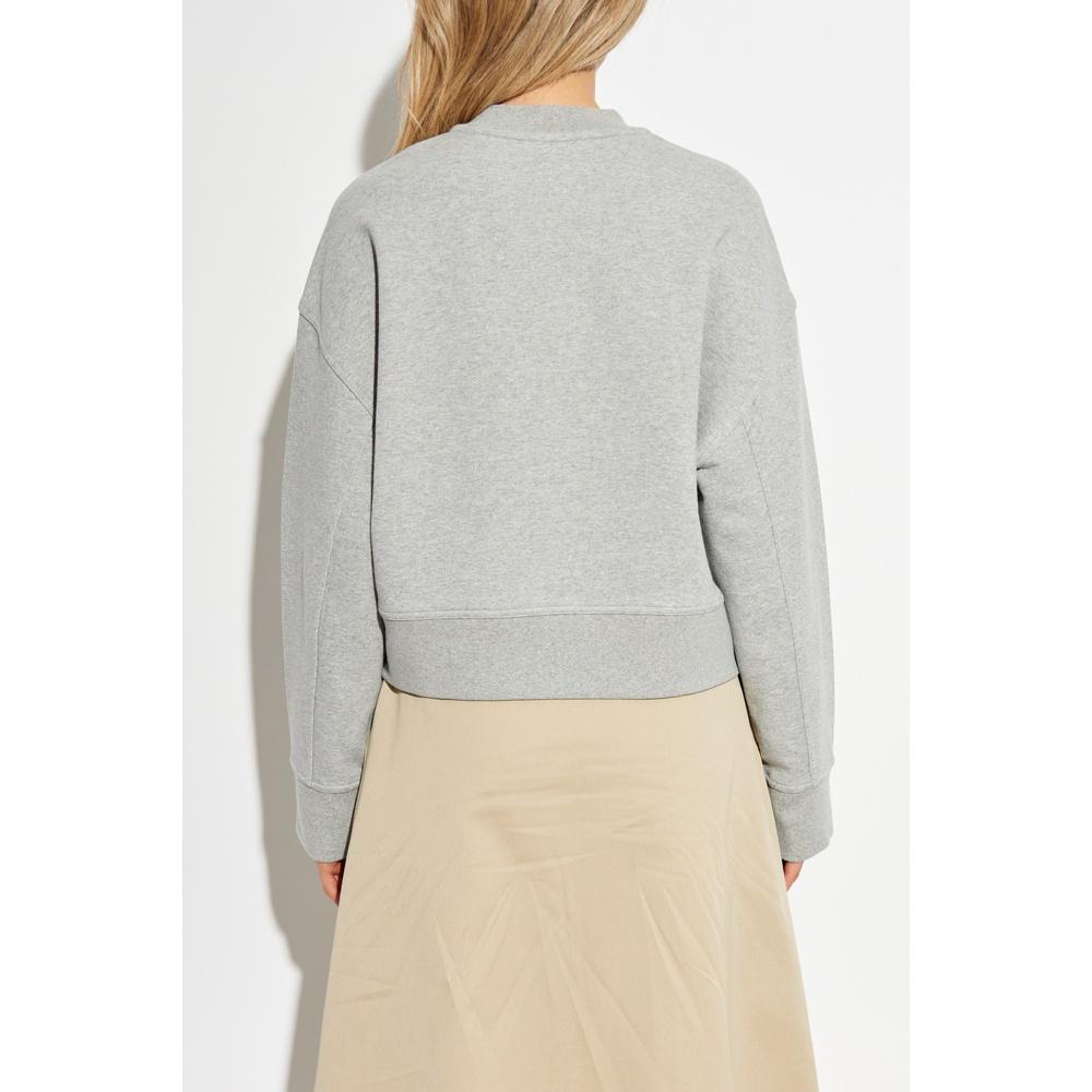 Moncler Logo Crewneck Sweatshirt for Women Gray Cotton
