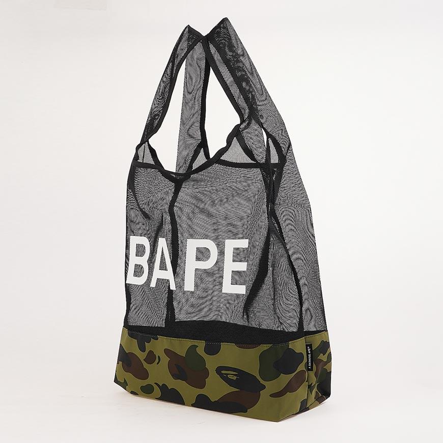 BAPE Unisex First Camo Mesh Tote Bag Green 001BAM 301009 MGRN