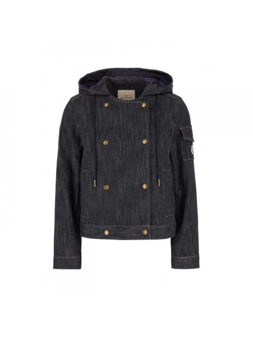 Moncler Women's Hooded Double-Breasted Denim Jacket 1A00138 599EP 77A