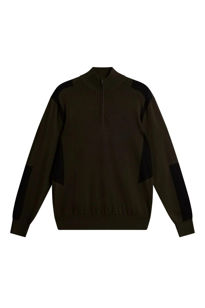 J LINDEBERG Men’s Golf Knit Zip-Up Sweater Green Mock Neck