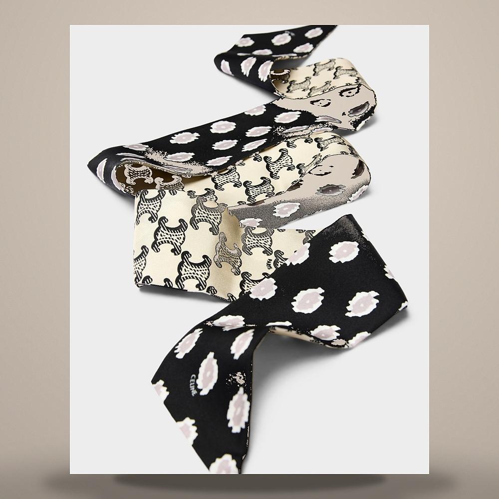 CELINE Bandana Cotton Scarf Navy Yellow 2AWB64M58 FYL5