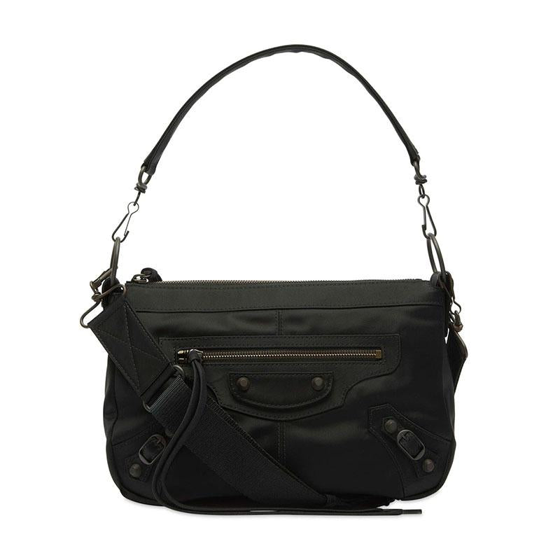 BALENCIAGA Le City Moto Small Crossbody Bag Black Leather