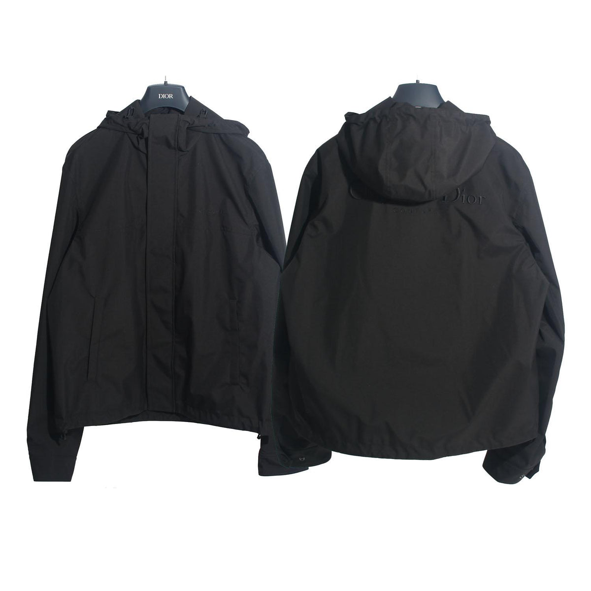 DIOR MEN Embroidered Logo Hooded Jacket Black
