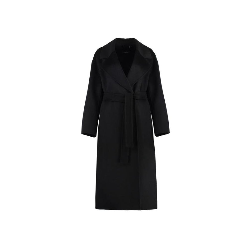 Max Mara Belted Wool Coat Black 2429016123 006