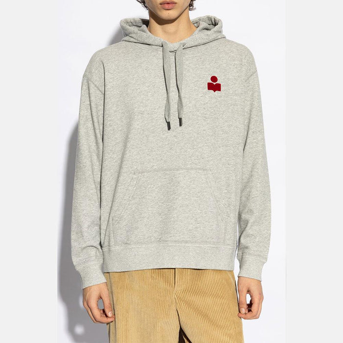 Isabel Marant Men’s Hoodie Gray Red Cotton Pullover Sweatshirt