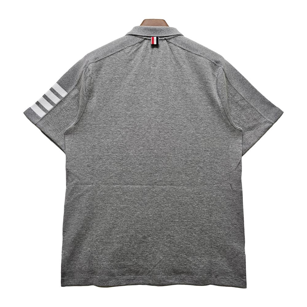 THOM BROWNE Diagonal Stripe Milano Cotton Polo Shirt