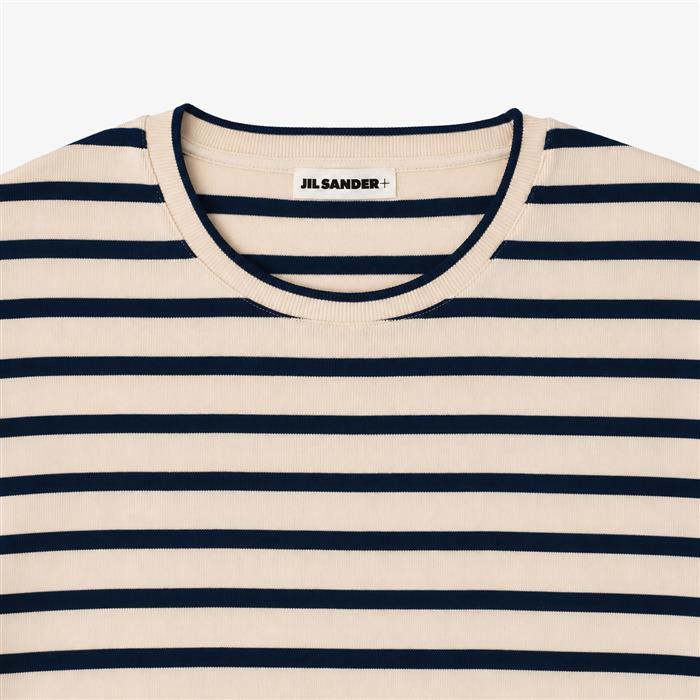JIL SANDER Logo Patch Stripe Short Sleeve T-Shirt for Men
