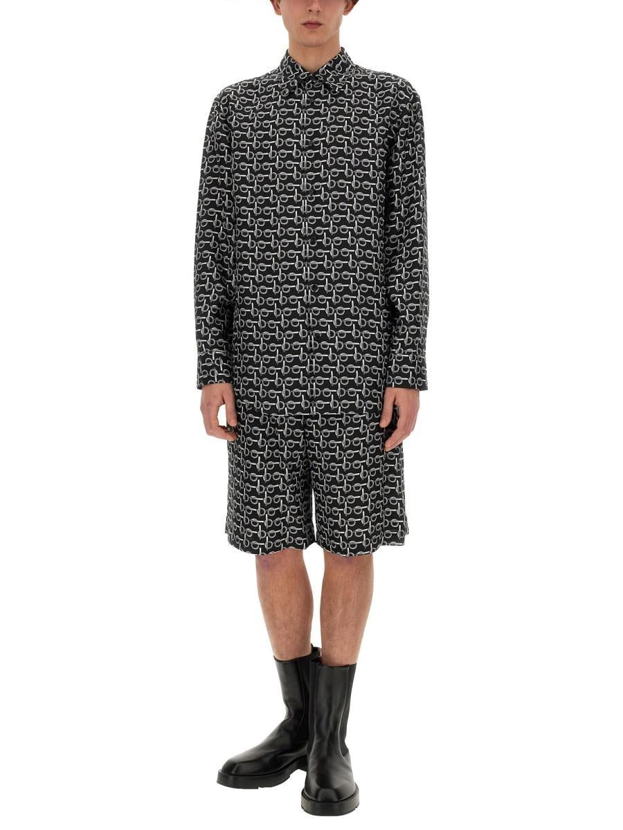 BURBERRY Beige Cotton Drawstring Logo Short Pants for Men