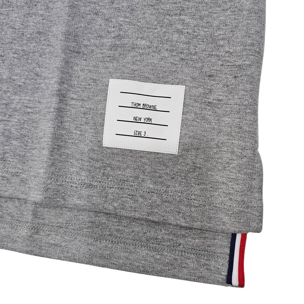 THOM BROWNE Diagonal Stripe Milano Cotton Short Sleeve T-Shirt Gray