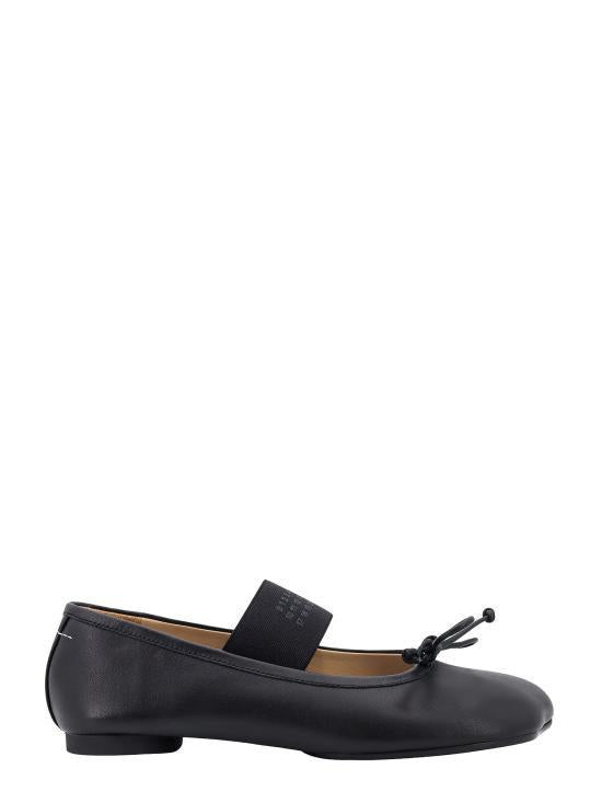 Maison Margiela MM6 Anatomic Ballerina Flat Shoes Black Leather