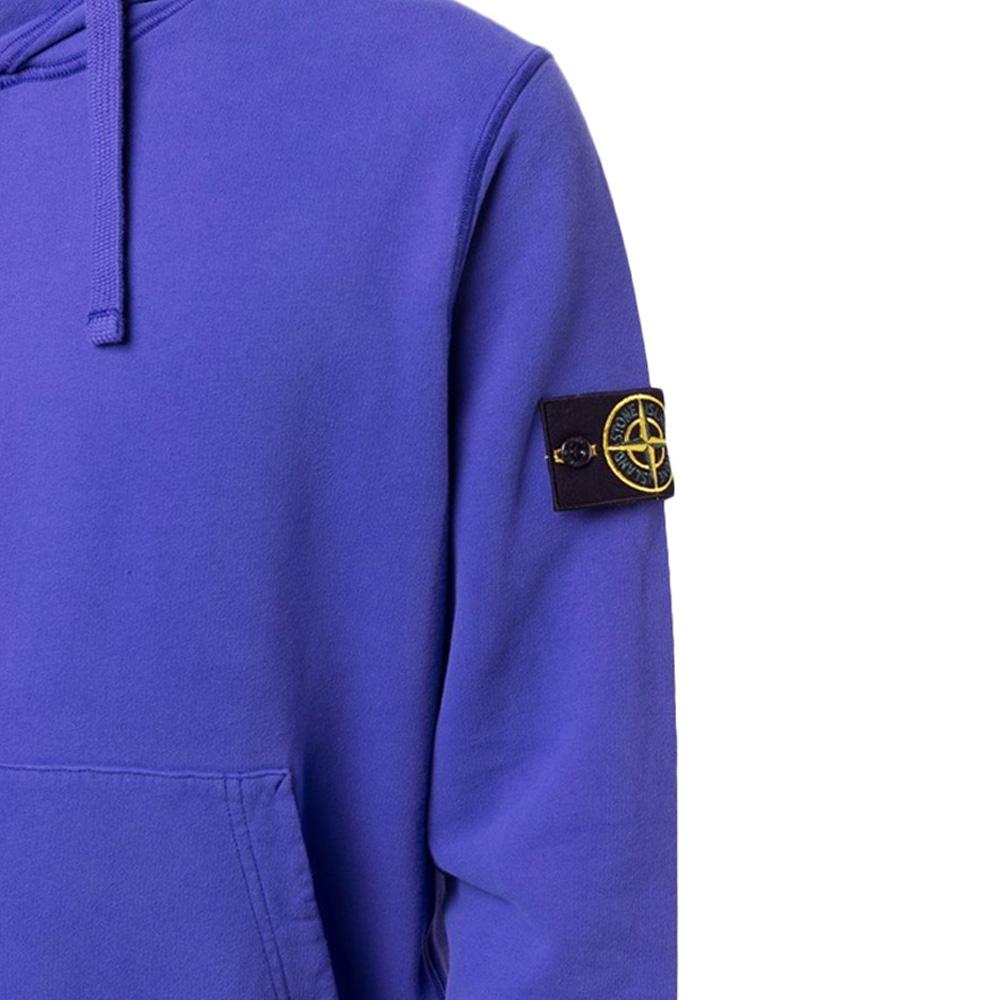 STONE ISLAND Blue Purple Fleece Lined Logo Patch Hoodie 751564120 V0043