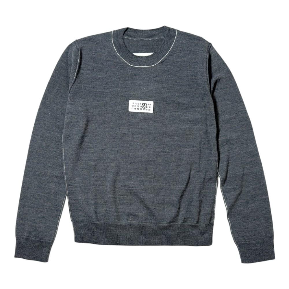 MM6 Contrast Stitch Wool Blend Crewneck Sweater