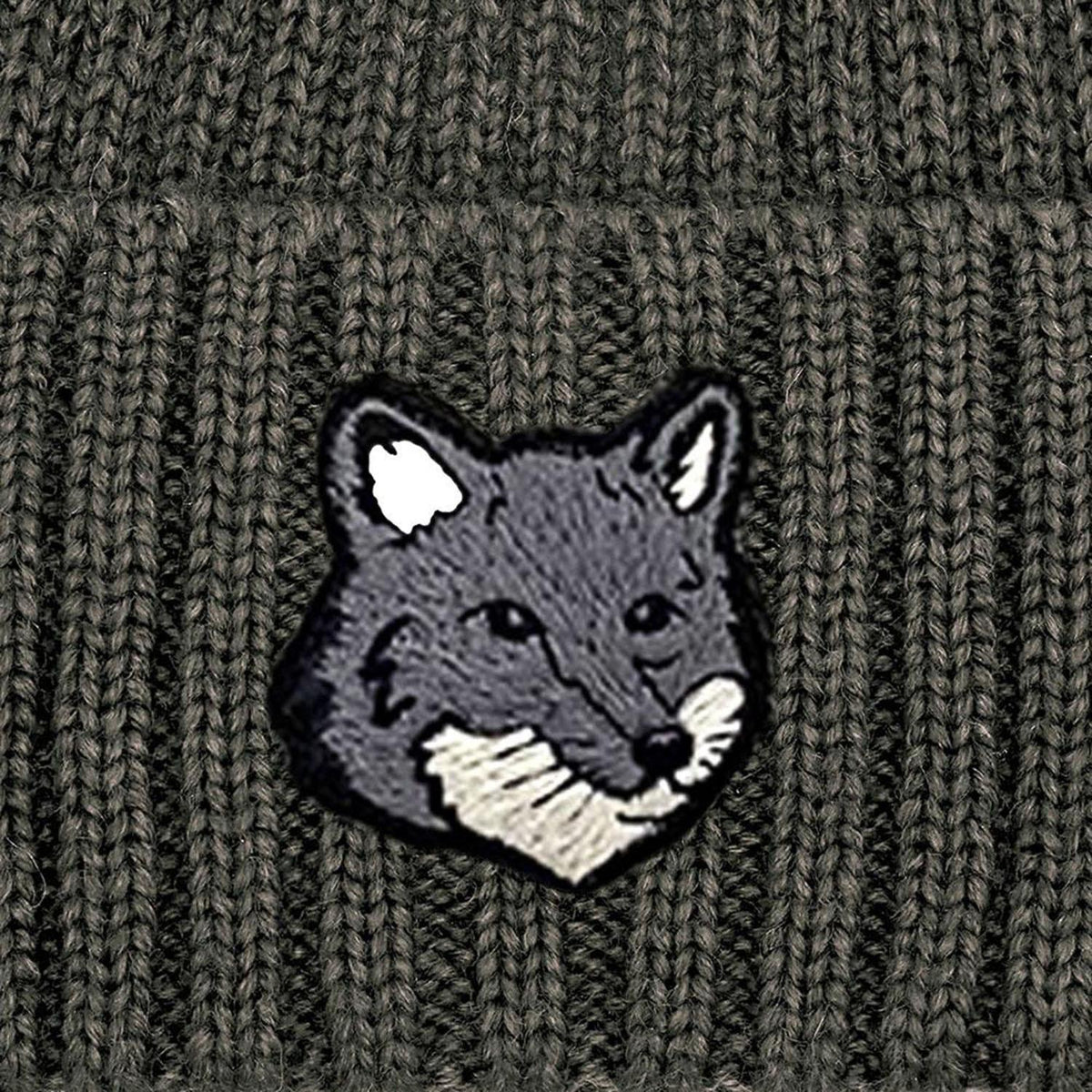 Maison Kitsune Wool Beanie Hat for Men Navy