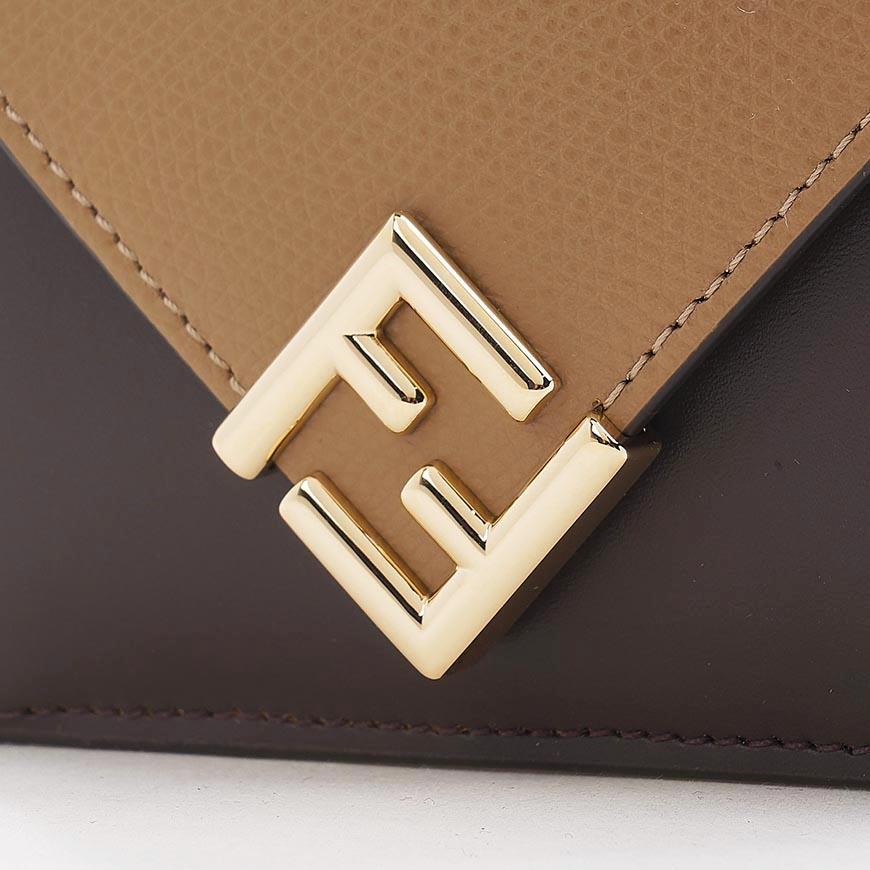 FENDI Women’s FF Diamond Small Bifold Wallet Leather Brown