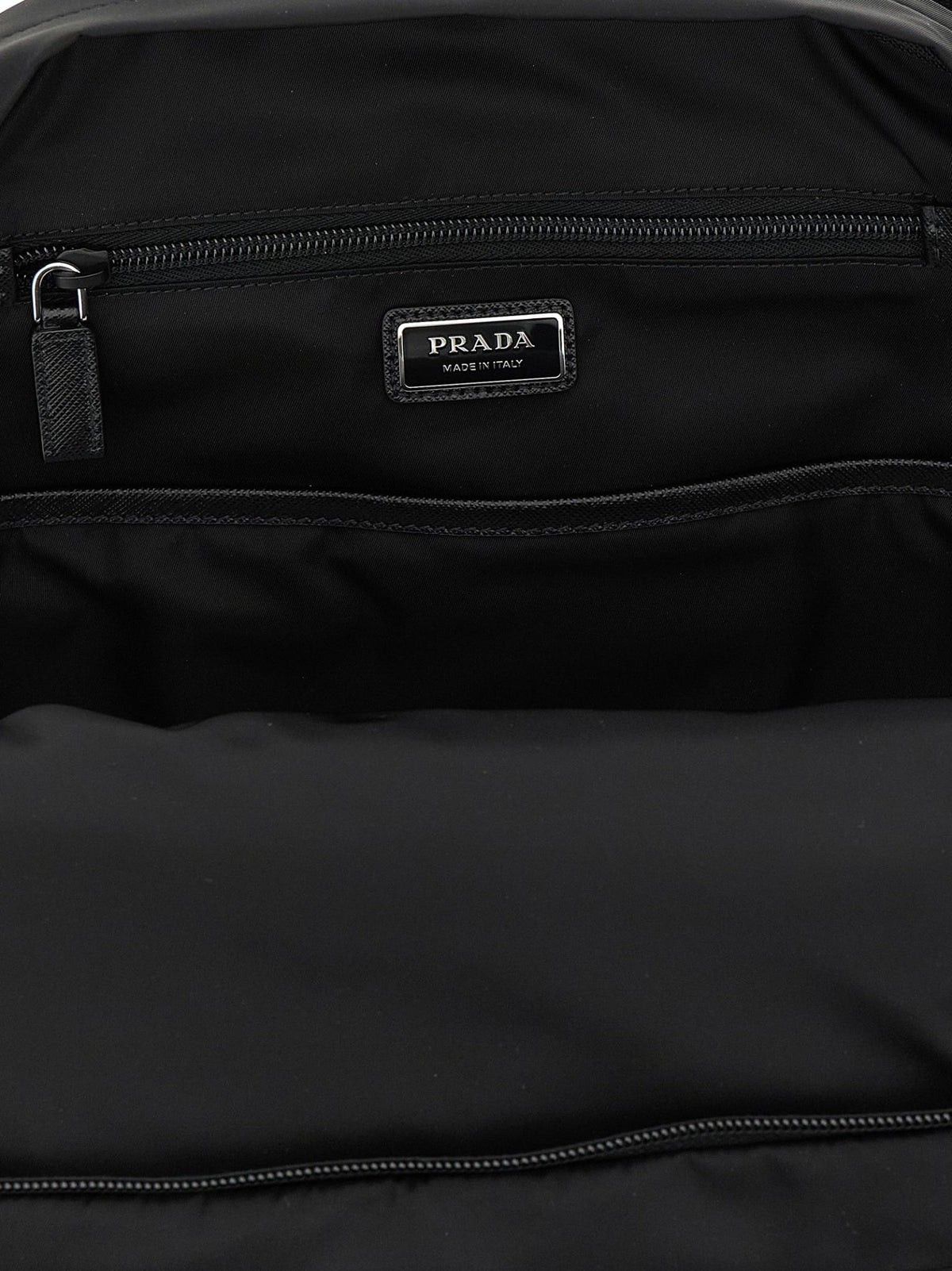 PRADA Black Nylon Leather Trim Backpack