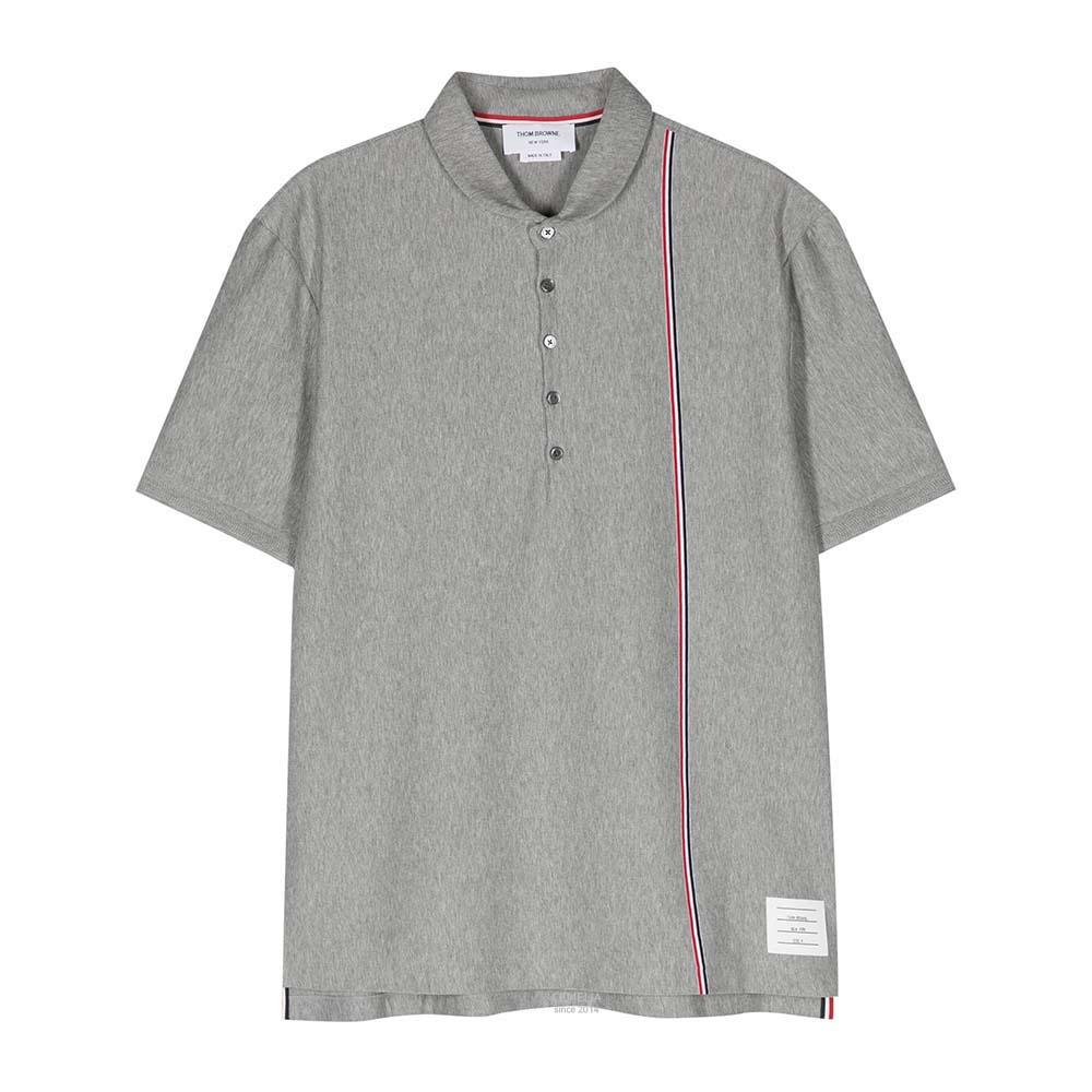 THOM BROWNE RWB Stripe Polo Shirt Mid Grey Men’s