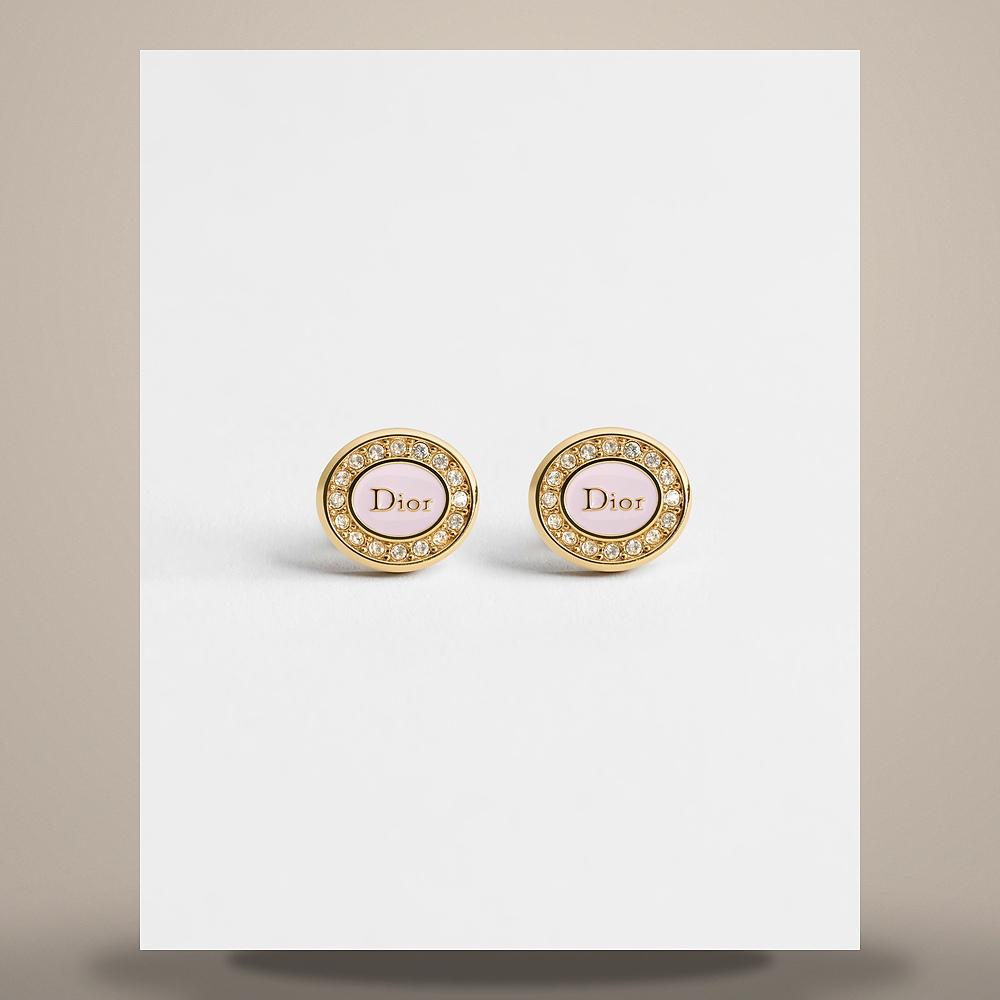 DIOR Rose Des Vents Gold-Tone Metal Lacquer Crystal Earrings E4818WOMLQ D25K