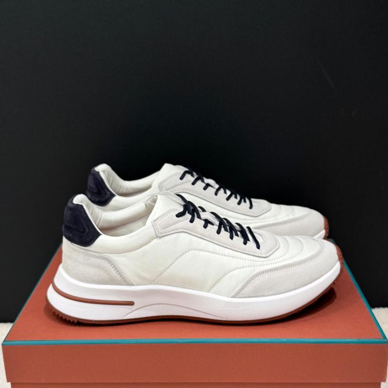 Loro Piana Suede Calfskin Weekend Walk Sneakers Ivory Low-Top Men