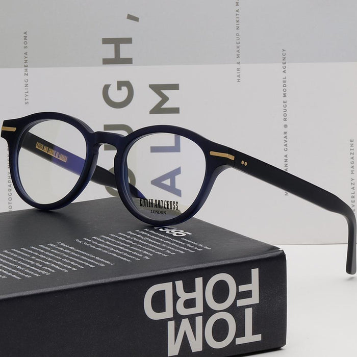 Cutler and Gross Matte Blue Black Round Acetate Eyeglasses CGOP1338 003