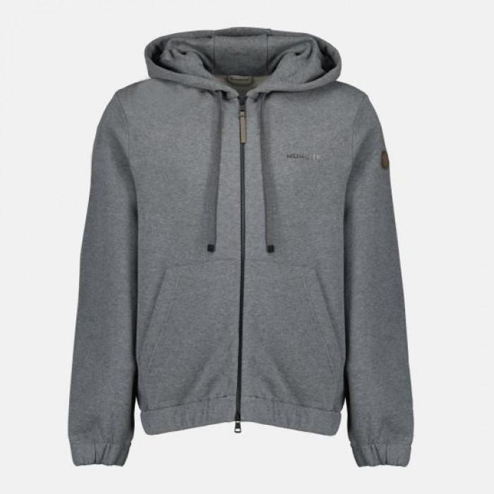 Moncler Leather Logo Cotton-Blend Zip-Up Hoodie 8G00077 89B7P 991