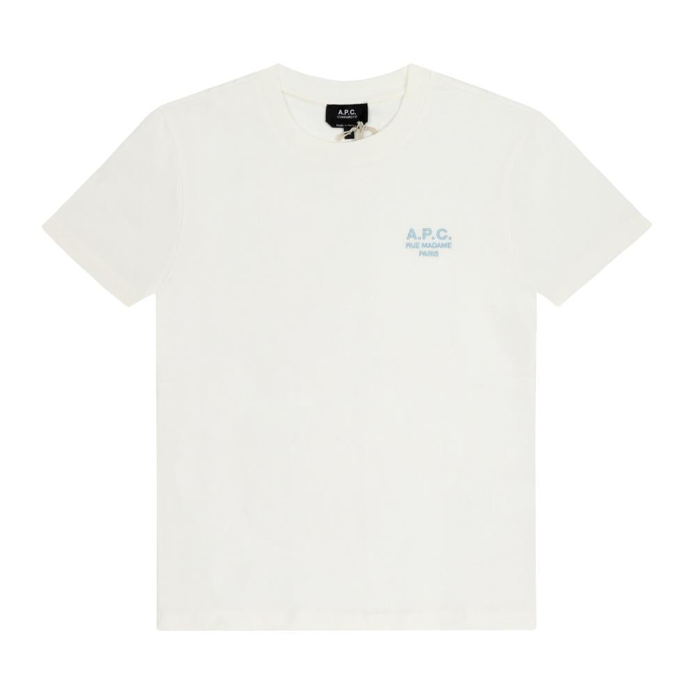 A.P.C. Unisex Short Sleeve T-Shirt White/Blue Cotton